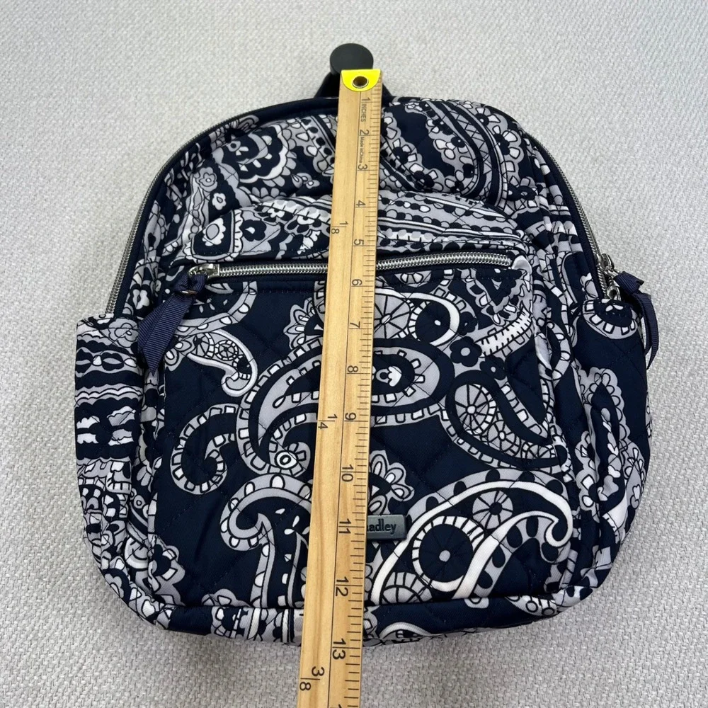 Vera Bradley Iconic Small Backpack Deep Night Paisley Quilted Cotton Navy Travel